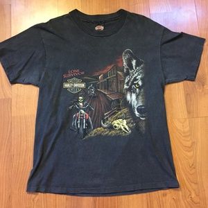 rare vintage Harley Davidson Lone Survivor Tshirt